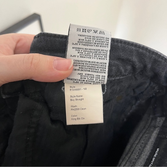 R13 Boy Straight Distressed Jean in Black Size 25 - Picture 6 of 6